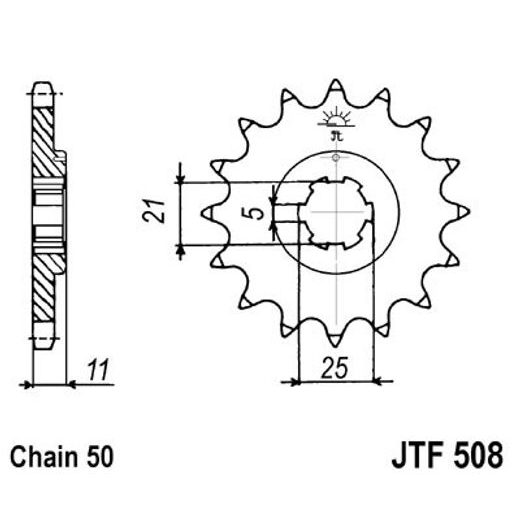 ŘETĚZOVÉ KOLEČKO JT JTF 508-16 16 ZUBŮ, 530