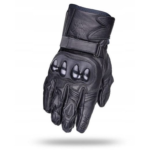 WOLF SPIRAL BLACK KOŽENÉ RUKAVICE NA MOTORKU