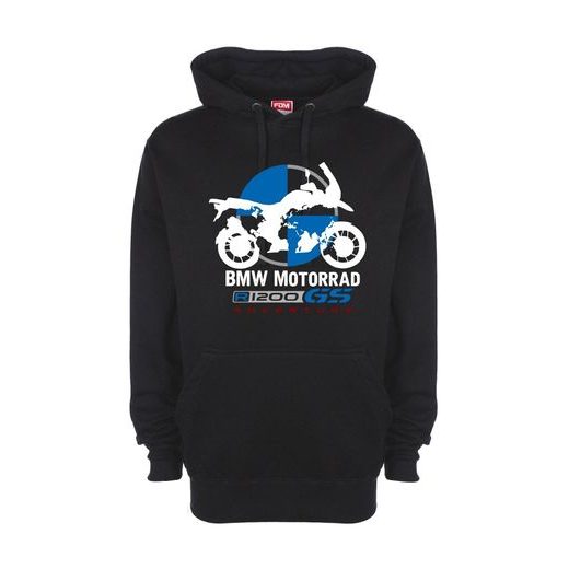 PÁNSKÁ MIKINA S KAPUCÍ A MOTIVEM BMW R1200GS ADVENTURE - ČERNÁ