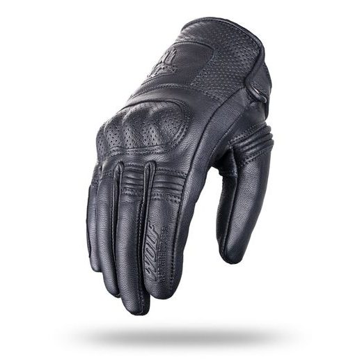 WOLF HORNET BLACK KOŽENÉ RUKAVICE NA MOTORKU