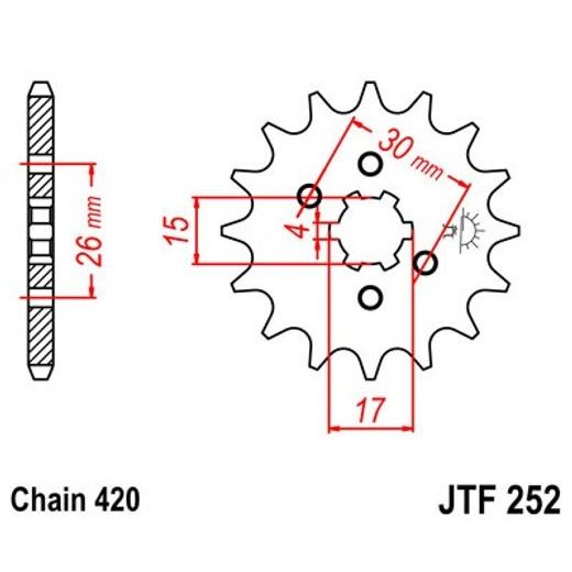 ŘETĚZOVÉ KOLEČKO JT JTF 252-16 16 ZUBŮ, 420