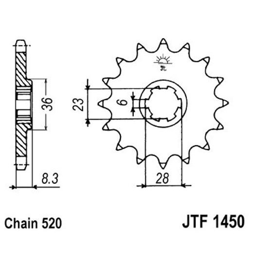 ŘETĚZOVÉ KOLEČKO JT JTF 1450-13 13 ZUBŮ, 520