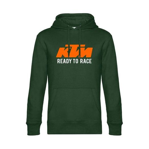 PÁNSKÁ MIKINA S KAPUCÍ A MOTIVEM KTM READY TO RACE - ZELENÁ