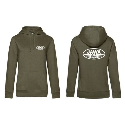 DÁMSKÁ MIKINA S KAPUCÍ A MOTIVEM JAWA - KHAKI