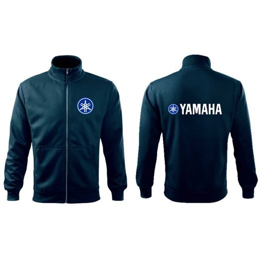 PÁNSKÁ MIKINA NA ZIP S MOTIVEM YAMAHA - TMAVĚ MODRÁ