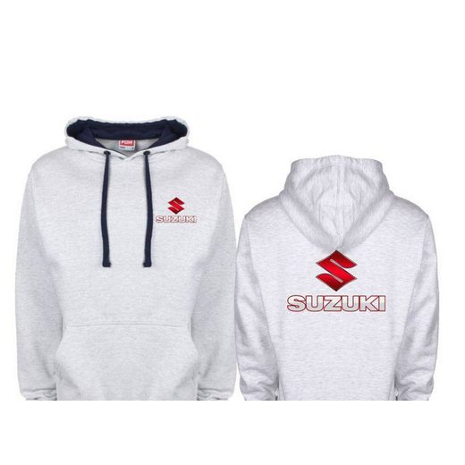 PÁNSKÁ MIKINA S KAPUCÍ A MOTIVEM SUZUKI 2 - ŠEDÁ