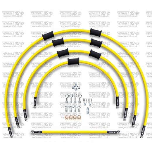 STANDARD HADICE PŘEDNÍ BRZDY SADA VENHILL POWERHOSEPLUS KAW-10002FS-YE (5HADIC V SADĚ) ŽLUTÉ HADICE, NEREZOVÉ KONCOVKY