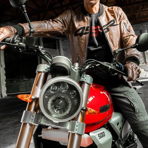 KOŽENÁ BUNDA NA MOTORKU 4SR BOMBER BROWN PATINA