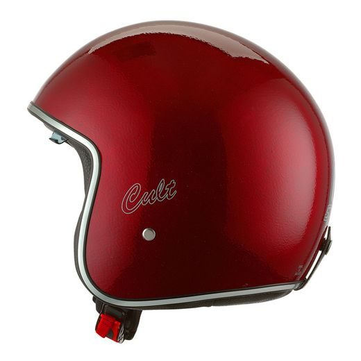 JET HELMA NA MOTORKU SE SLUNEČNÍ CLONOU SPEEDS CULT - ČERVENÁ LESKLÁ S CHROMOVÝM LEMOVÁNÍM
