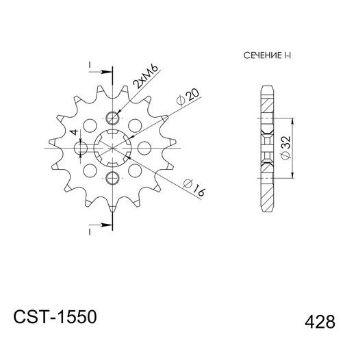 ŘETĚZOVÉ KOLEČKO SUPERSPROX CST-1550:14 14 ZUBŮ, 428