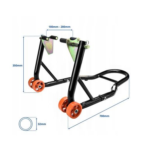 SADA 2 MOTOCYKLOVÝCH STOJANŮ BIKETEC PŘEDNÍ A ZADNÍ TYP-L