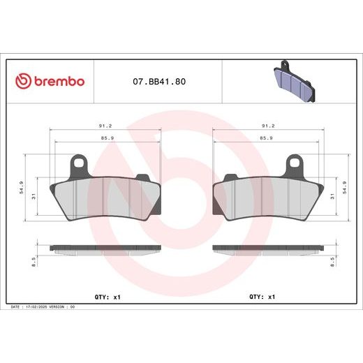 BRZDOVÉ DESTIČKY BREMBO 07BB4180