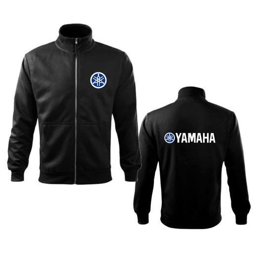PÁNSKÁ MIKINA NA ZIP S MOTIVEM YAMAHA - ČERNÁ