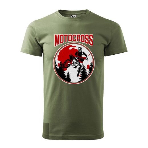 PÁNSKÉ TRIKO S MOTIVEM MOTOCROSS JUMP - KHAKI