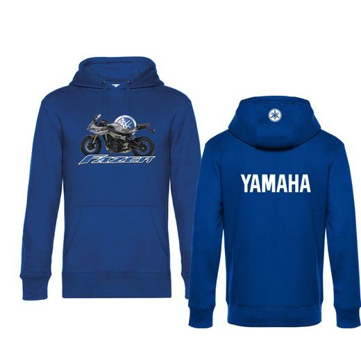 PÁNSKÁ MIKINA S KAPUCÍ A MOTIVEM YAMAHA FAZER - KRÁLOVSKY MODRÁ