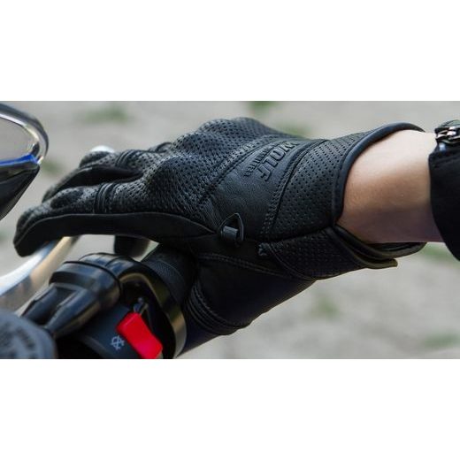 WOLF RACER BLACK KOŽENÉ RUKAVICE NA MOTORKU