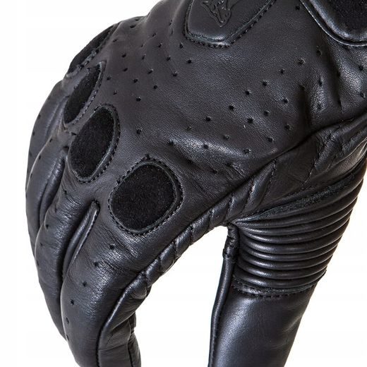 WOLF RIDER BLACK KOŽENÉ RUKAVICE NA MOTORKU