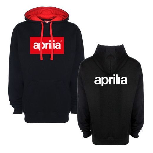 PÁNSKÁ MIKINA S KAPUCÍ A MOTIVEM APRILIA - ČERNÁ