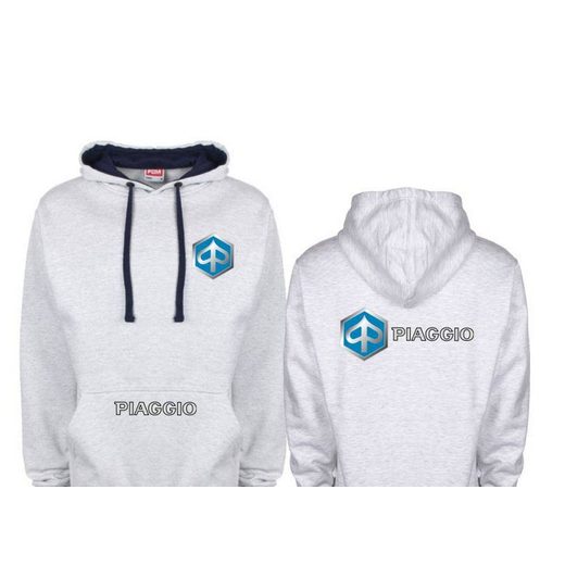 PÁNSKÁ MIKINA S KAPUCÍ A MOTIVEM PIAGGIO - ŠEDÁ