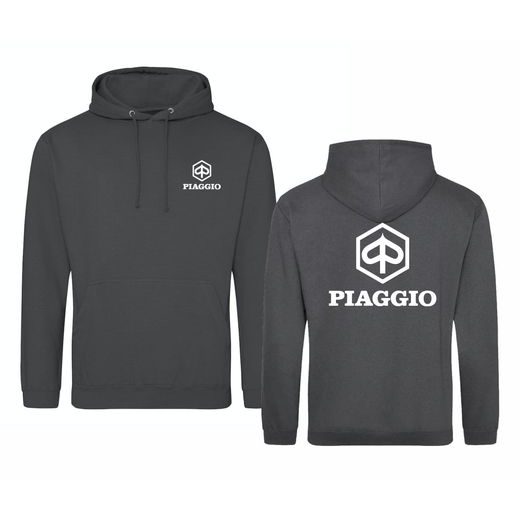 PÁNSKÁ MIKINA S KAPUCÍ A MOTIVEM PIAGGIO 1 - ŠEDÁ