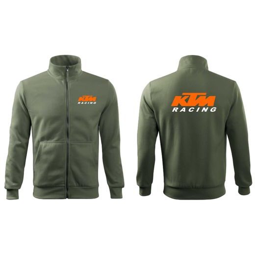 PÁNSKÁ MIKINA NA ZIP S MOTIVEM KTM RACING - KHAKI