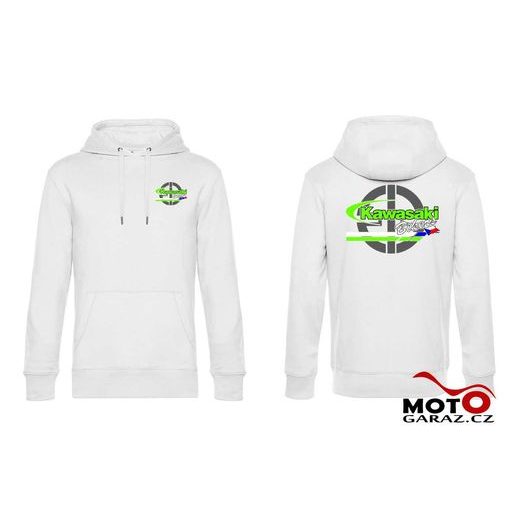 PÁNSKÁ KLUBOVÁ MIKINA S KAPUCÍ KAWASAKI BIKERS CZ - BÍLÁ