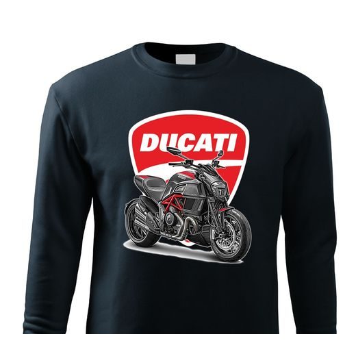 PÁNSKÁ MIKINA S MOTIVEM DUCATI DIAVEL - TMAVĚ MODRÁ
