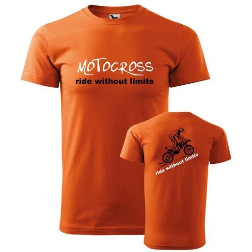 PÁNSKÉ TRIKO S MOTIVEM MOTOCROSS RIDE WITHOUT LIMITS - ORANŽOVÉ