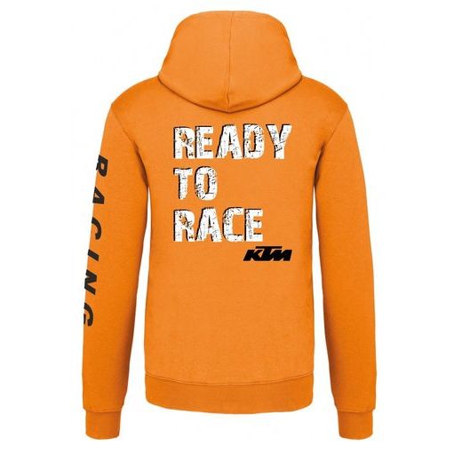PÁNSKÁ MIKINA S KAPUCÍ A MOTIVEM KTM READY TO RACE 1 - ORANŽOVÁ