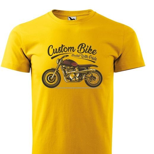 PÁNSKÉ TRIKO S MOTIVEM CUSTOM BIKE - ŽLUTÉ
