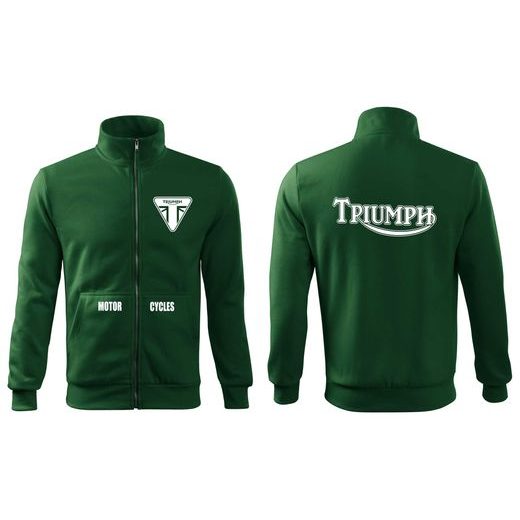 PÁNSKÁ MIKINA NA ZIP S MOTIVEM TRIUMPH - ZELENÁ
