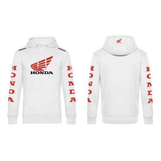 PÁNSKÁ MIKINA S KAPUCÍ A MOTIVEM HONDA 2 - BÍLÁ