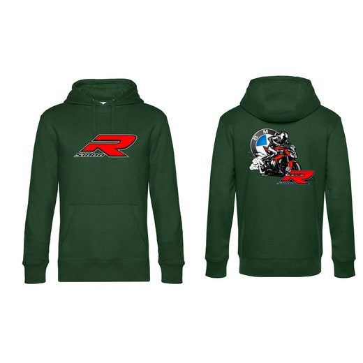 PÁNSKÁ MIKINA S KAPUCÍ A MOTIVEM BMW S 1000R - ZELENÁ