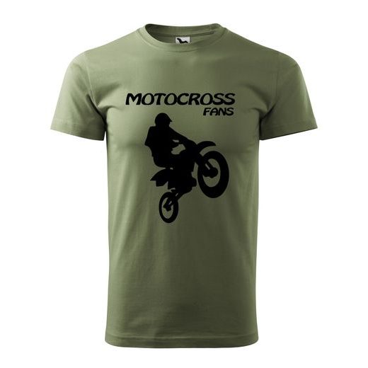 PÁNSKÉ TRIKO S MOTIVEM MOTOCROSS FANS - KHAKI