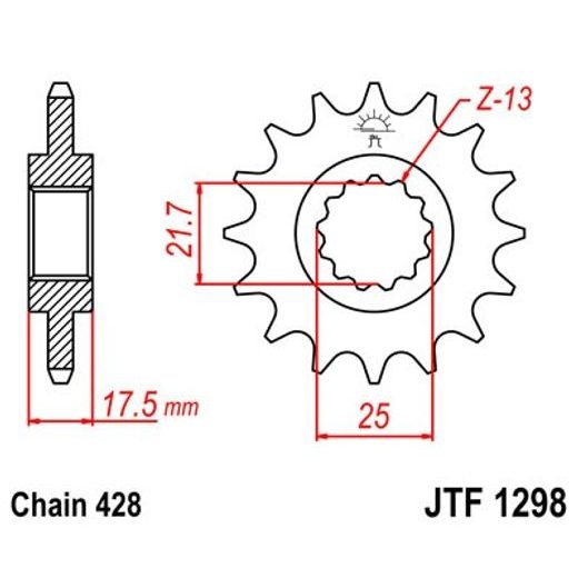 ŘETĚZOVÉ KOLEČKO JT JTF 1298-17 17 ZUBŮ, 428