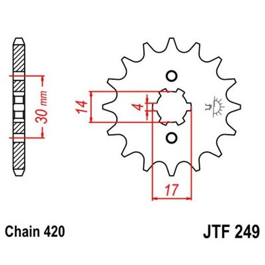 ŘETĚZOVÉ KOLEČKO JT JTF 249-13 13 ZUBŮ, 420