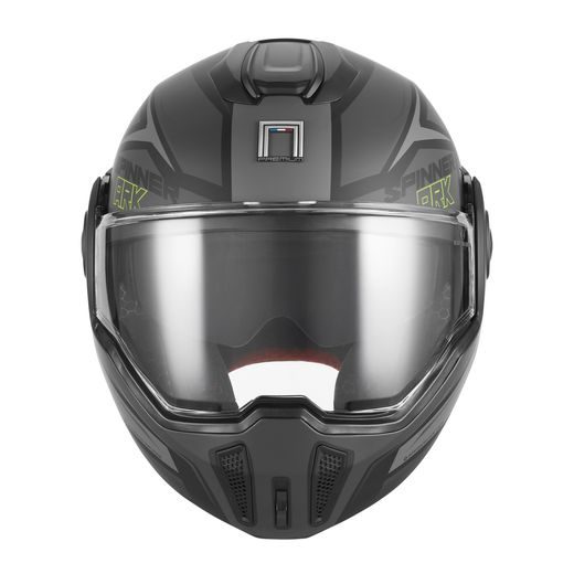 PŘEKLOPNÁ HELMA NA MOTORKU NOX PREMIUM SPINNER ARK ČERNÁ MATNÁ, ŽLUTÁ FLUO