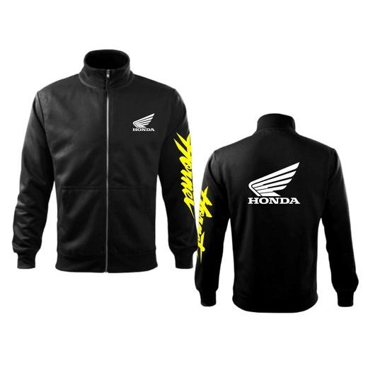 PÁNSKÁ MIKINA NA ZIP S MOTIVEM HONDA HORNET 1 - ČERNÁ