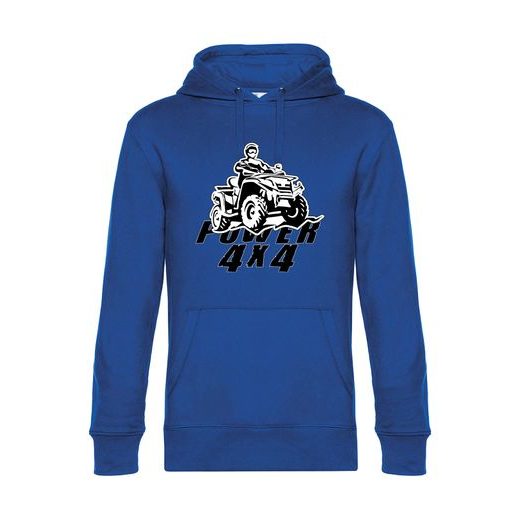 PÁNSKÁ MIKINA S KAPUCÍ A MOTIVEM 4X4 POWER - KRÁLOVSKY MODRÁ