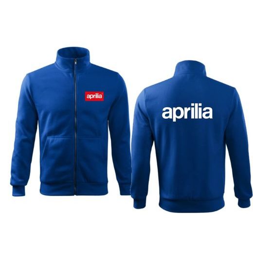 PÁNSKÁ MIKINA NA ZIP S MOTIVEM APRILIA - KRÁLOVSKY MODRÁ