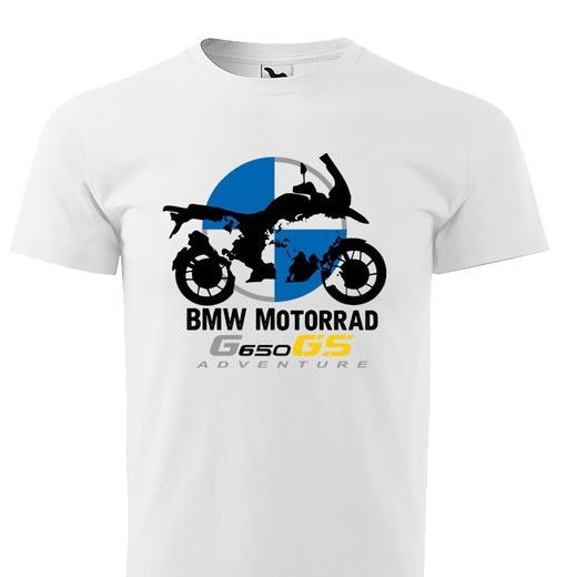 PÁNSKÉ TRIKO S MOTIVEM BMW G 650 GS ADVENTURE - BÍLÉ