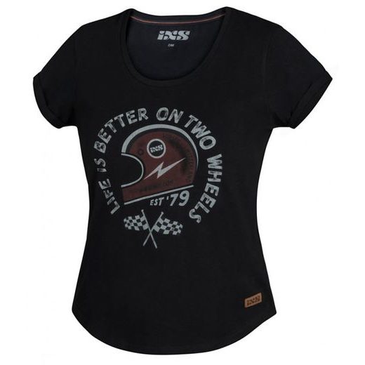 WOMEN'S T-SHIRT IXS ON TWO WHEELS X30107 ČERNO-ČERVENÁ