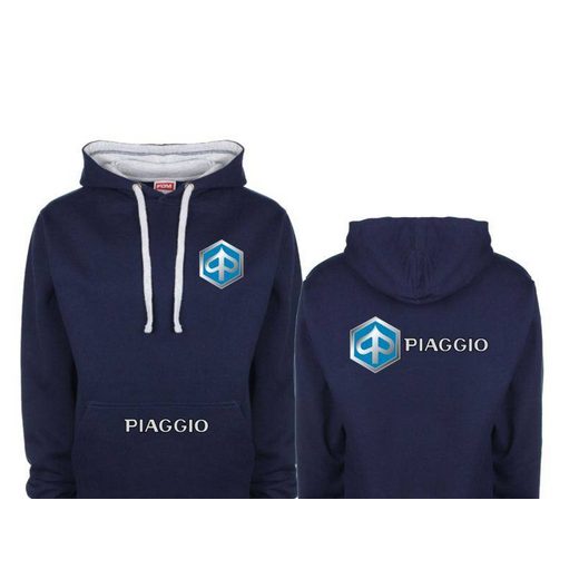 PÁNSKÁ MIKINA S KAPUCÍ A MOTIVEM PIAGGIO - TMAVĚMODRÁ