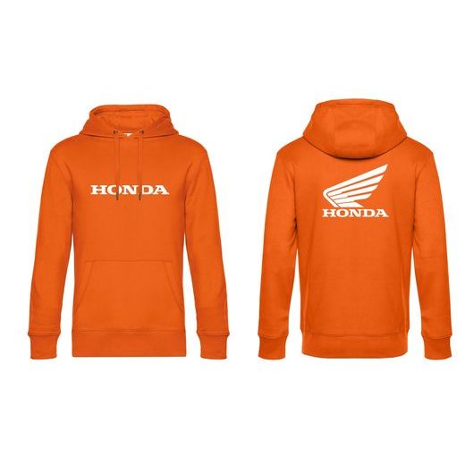 PÁNSKÁ MIKINA S KAPUCÍ A MOTIVEM HONDA 3 - ORANŽOVÁ