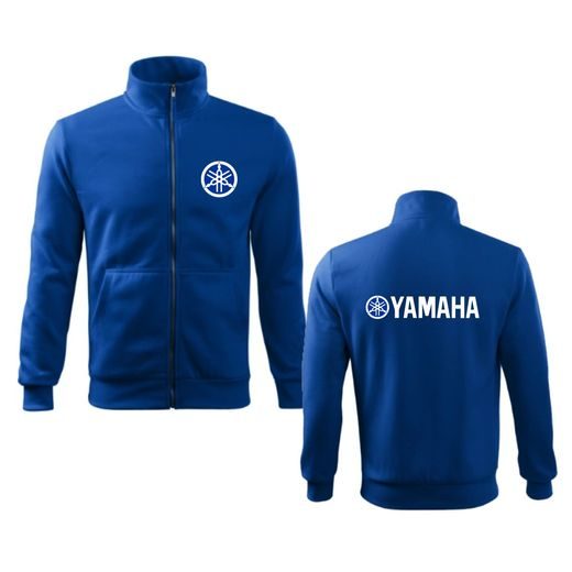 PÁNSKÁ MIKINA NA ZIP S MOTIVEM YAMAHA - KRÁLOVSKY MODRÁ