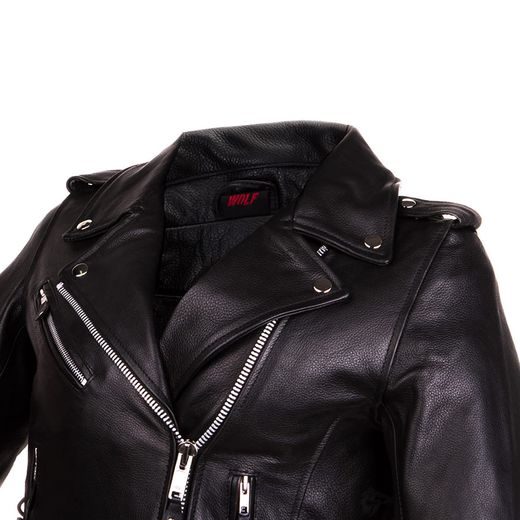 DÁMSKÝ KOŽENÝ KŘIVÁK SE ŠNĚROVÁNÍM A TERMOVLOŽKOU WOLF BIKER