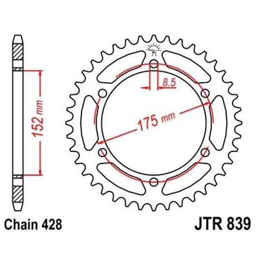 ŘETĚZOVÁ ROZETA JT JTR 839-52 52 ZUBŮ, 428