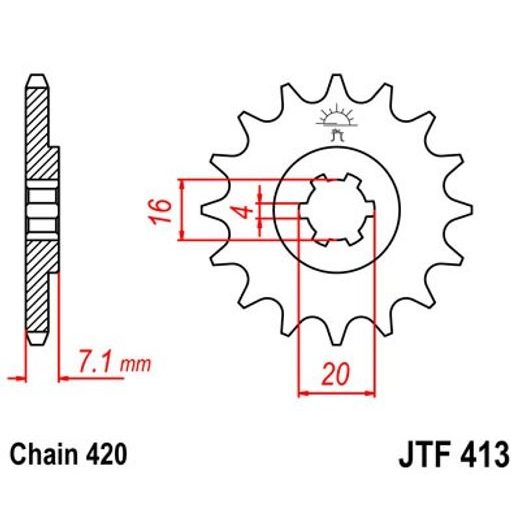 ŘETĚZOVÉ KOLEČKO JT JTF 413-15 15 ZUBŮ, 420