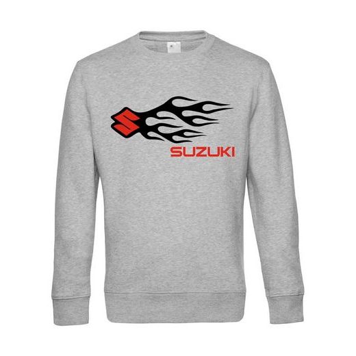 PÁNSKÁ MIKINA S MOTIVEM SUZUKI FLAMES - SVĚTLE ŠEDÁ