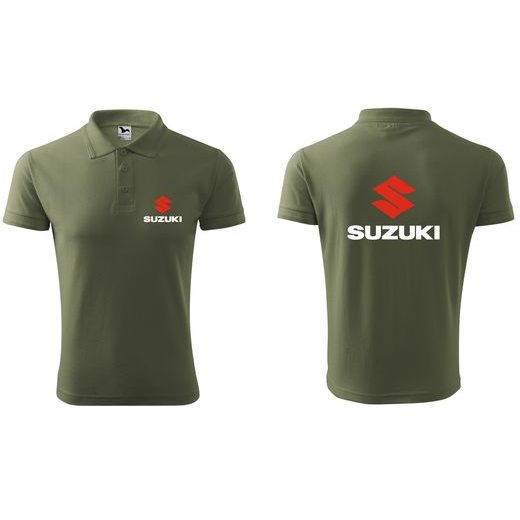 PÁNSKÉ POLO S MOTIVEM SUZUKI - KHAKI